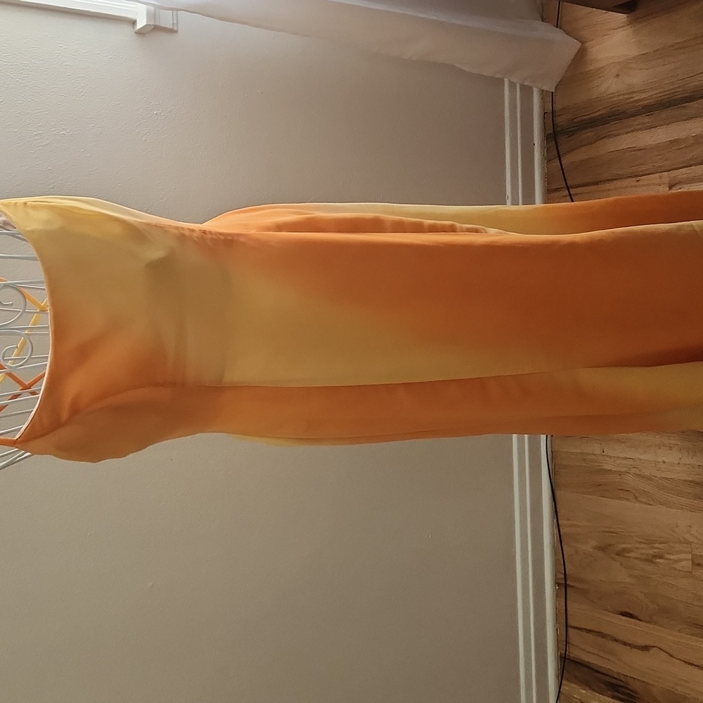 Orange Satin Maxi Dress - Picture 9 of 11